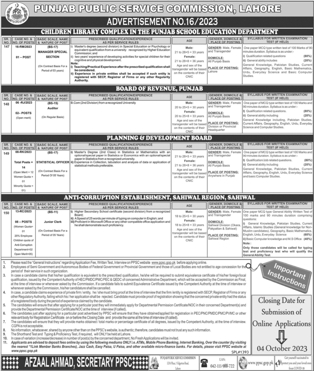 Latest Punjab Public Service Commission (PPSC) Jobs 2023 Apply Online